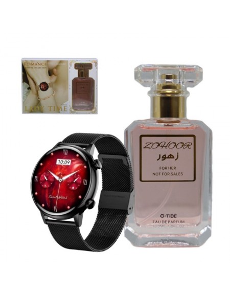 GTIDE SMART WATCH ROMANCE BLACK + ZOHOOR PERFUME