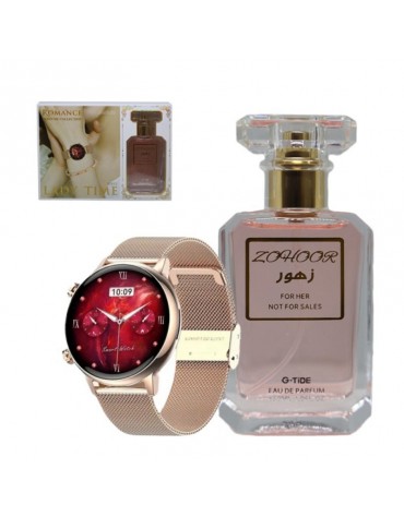 GTIDE SMART WATCH ROMANCE GOLD + ZOHOOR PERFUME