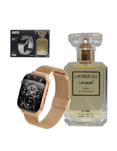 GTIDE SMART WATCH S6 PRO GOLD + AMBOS PERFUME