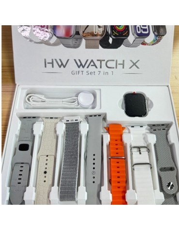 relógio smartwatch HW X Caixa de Presente 7 Pulseiras ChatGPT+NFC Android e iOS relógio ma