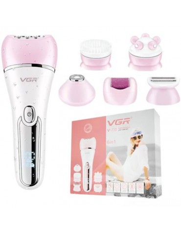 DEPILADOR ELELETRICO VGR V-733 6 EM 1 LADY CARE RECARREGAVEL USB ROSE