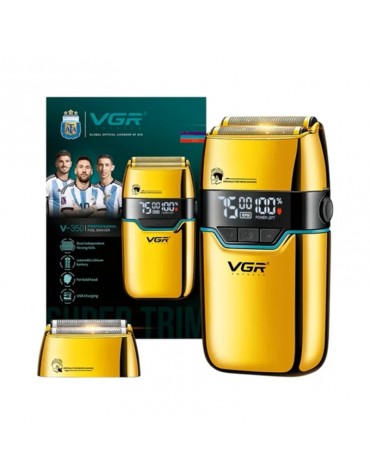 BARBEADOR ELETRICO V350 VGR FOIL TRIPLE LAMINA 7500RPM USB C DOURADO