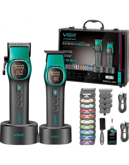 Kit Cortador de Cabelo e Trimmer Voyager VGR 2 IN1 V-885S2 Recarregável - Verde