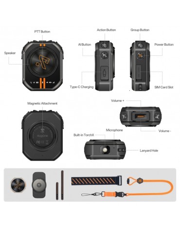 XLINK 7 BLACK WALKIE TALKIE GLOBAL NET 4G