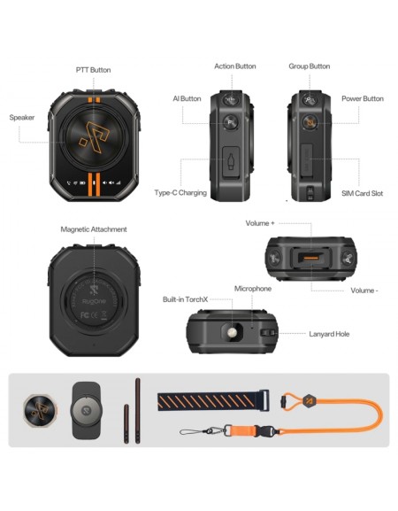 XLINK 7 BLACK WALKIE TALKIE GLOBAL NET 4G
